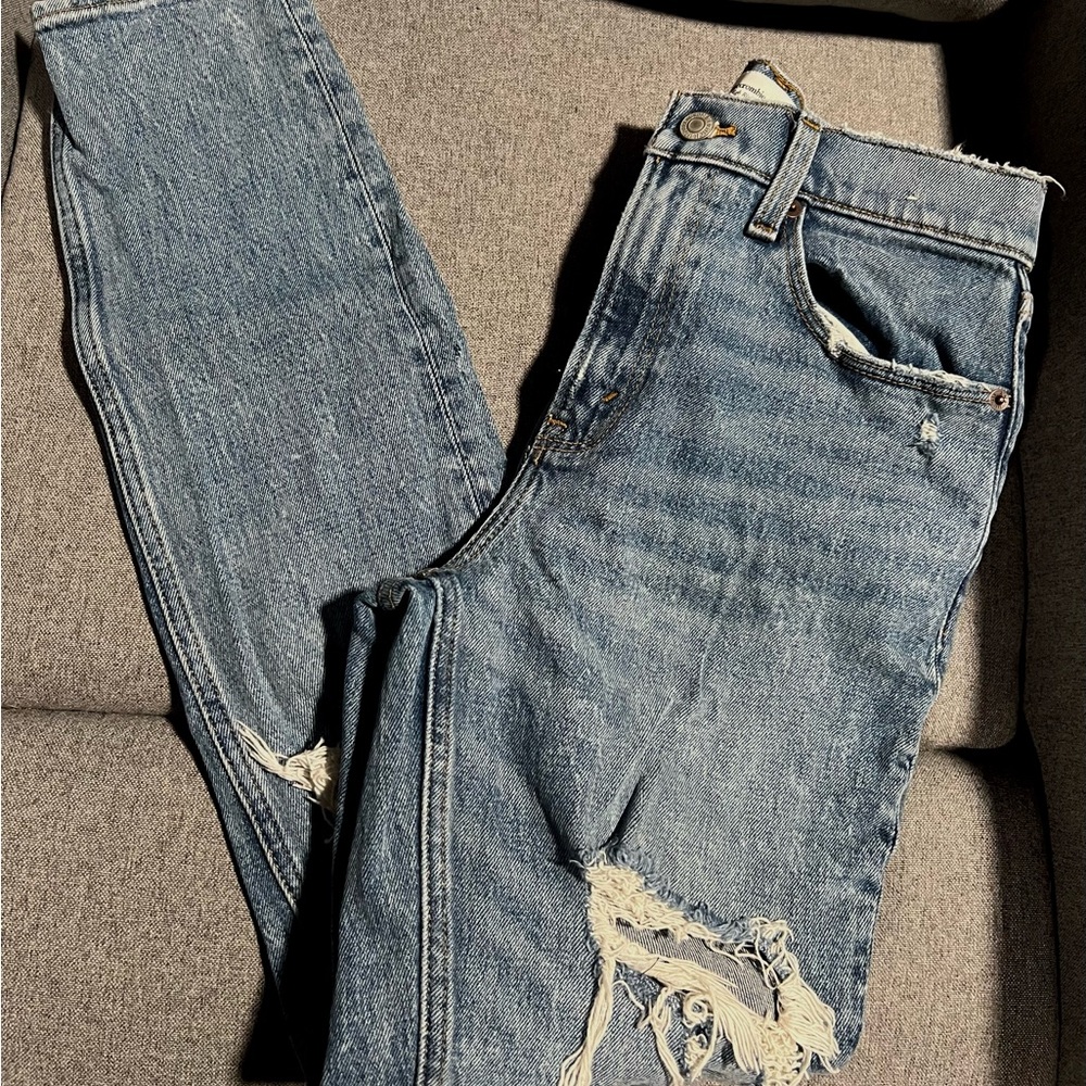 Distressed Blue Jeans